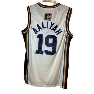 Brand New!!! AALIYAH MTV White Basketball Jersey with Rainbow Trim